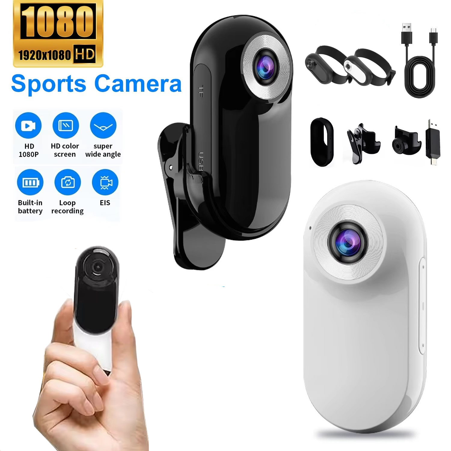 Helmet Communication System Camera - Sportkamera 1080P für Helm, Motorrad, Fahrrad,