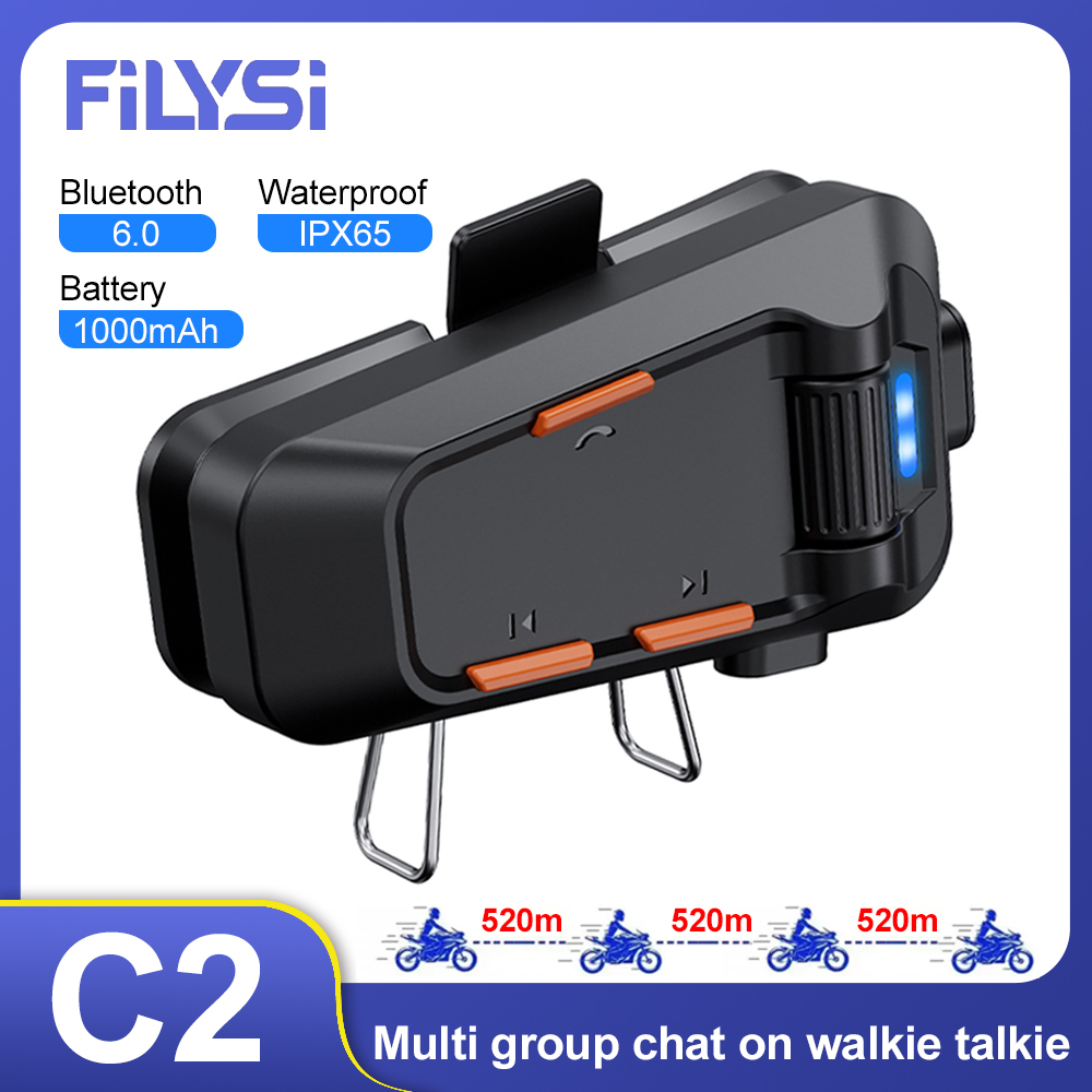 Helmet Headset Noise Cancellation - C2 Motorrad-Intercom Bluetooth-Helm-Headsets für 2-6 Fahrer,