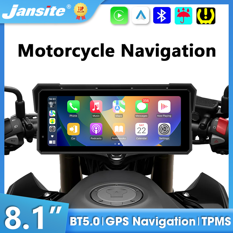 Motorcycle Gps Navigator Waterproof - 8,1 Zoll Motorrad-Carplay-Bildschirm GPS-Navigation Kabelloses Android