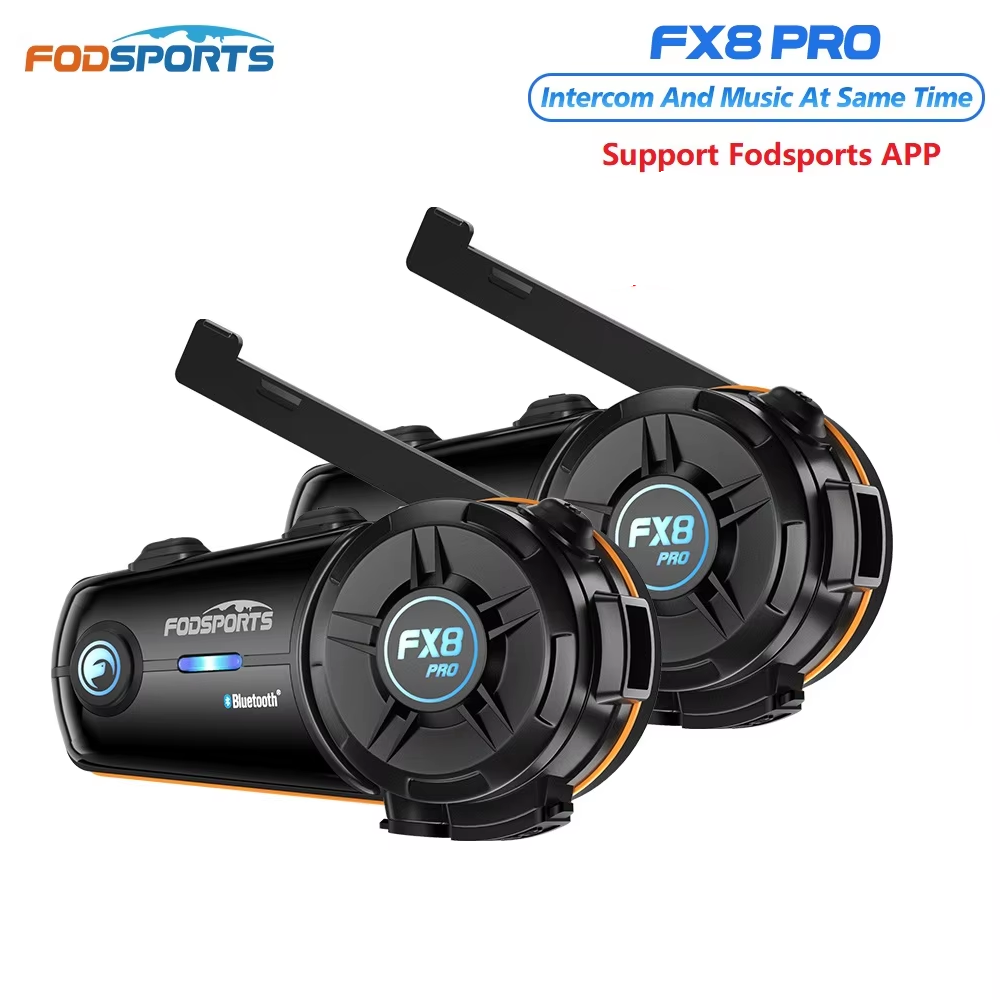 Motorcycle Intercom Mesh 2000M - 2pcs Fodsports FX8 Pro Motorrad Helm
