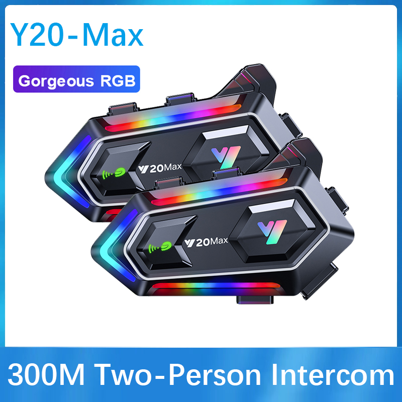 Helmet Bluetooth Headset Waterproof - Y20 MAX Motorradhelm Bluetooth-Headset Intercom RGB