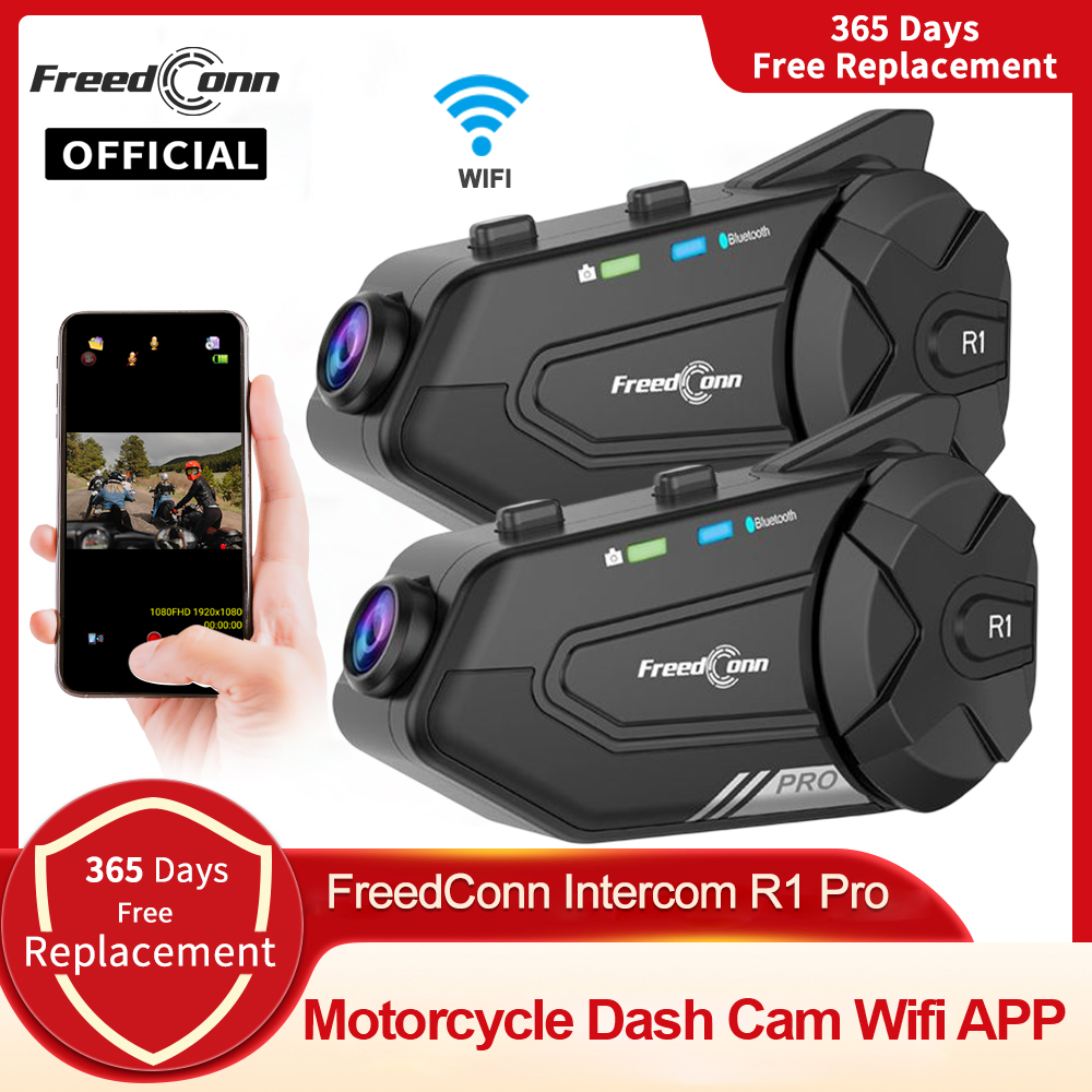 Bluetooth Headset Helmet 1000M - Freedconn R1 PRO Motorradhelm-Headset, Gruppen-Gegensprechanlage, wasserdicht,