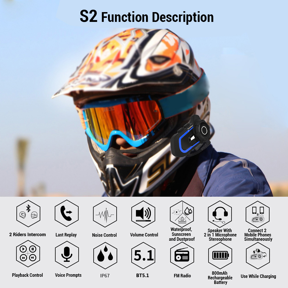2-in-1 Kabelloses Motorrad-Int – Motorcycle Intercom With Fm Radio Bewertung und Preis